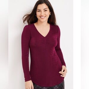 NWT women’s xl maroon long sleeve blouse, vneck